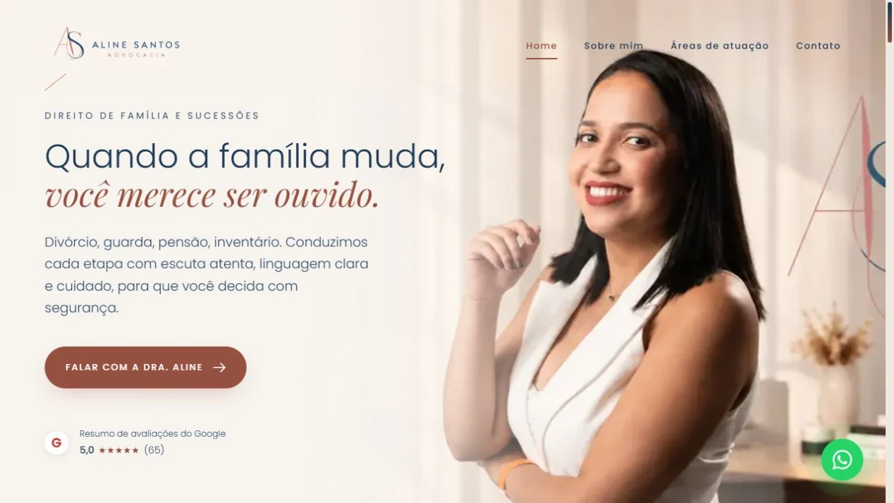 Exemplo de site desenvolvido: Aline Santos Advocacia