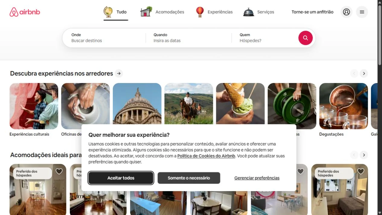 Referência de mercado: site Airbnb